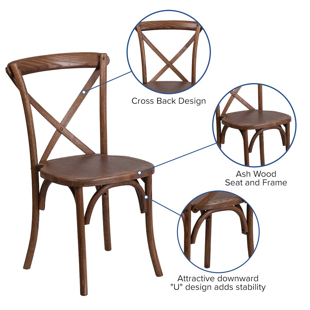 9' x 40'' Antique Folding Farm Table Set with 8 Cross Back Chairs and Cushions. Picture 5