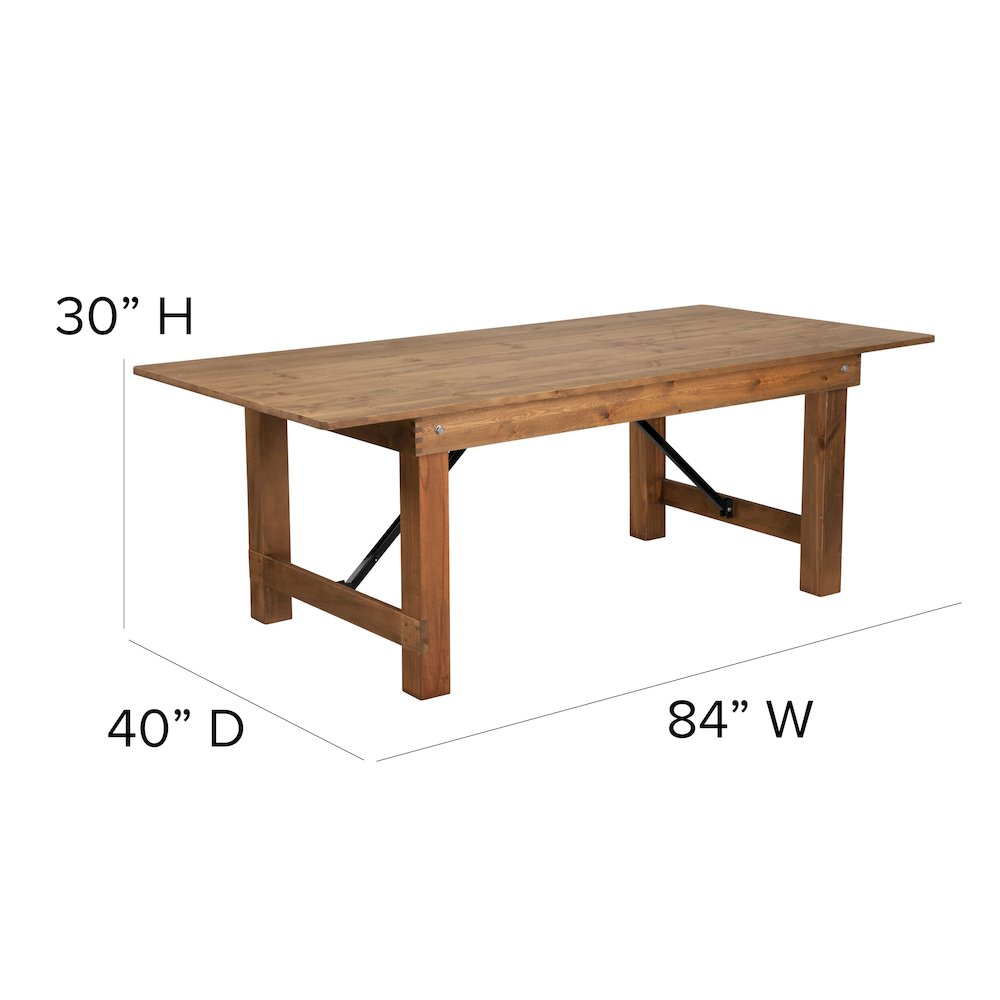 7' x 40'' Antique Rustic Folding Farm Table and Four Bench Set. Picture 6
