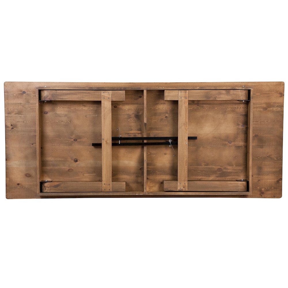8' x 40'' Antique Rustic Folding Farm Table and Four 40.25"L Bench Set. Picture 9