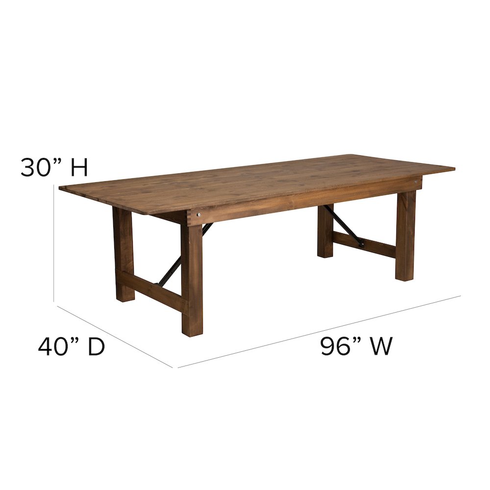 8' x 40'' Antique Rustic Folding Farm Table and Four 40.25"L Bench Set. Picture 6