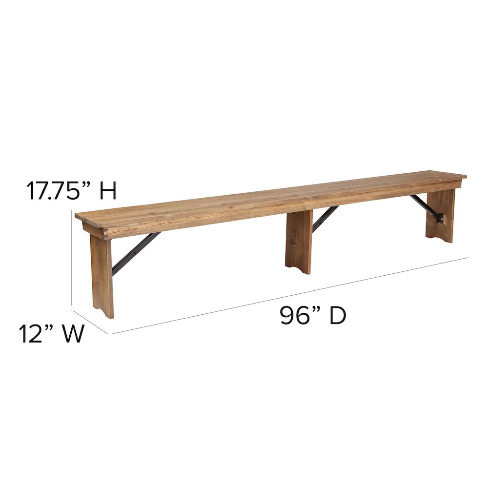 8' x 40'' Antique Rustic Folding Farm Table and Four Bench Set. Picture 8