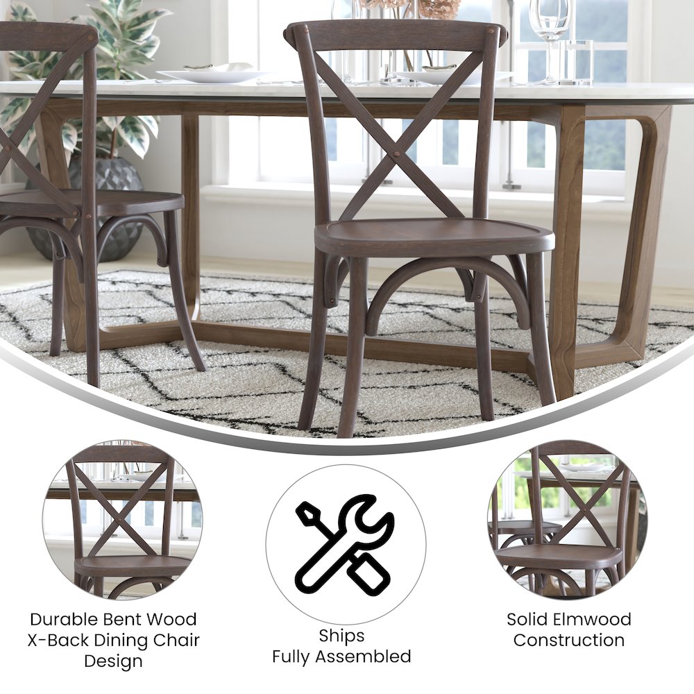 Gray Wash Dark Driftwood X-Back Chair. Picture 4