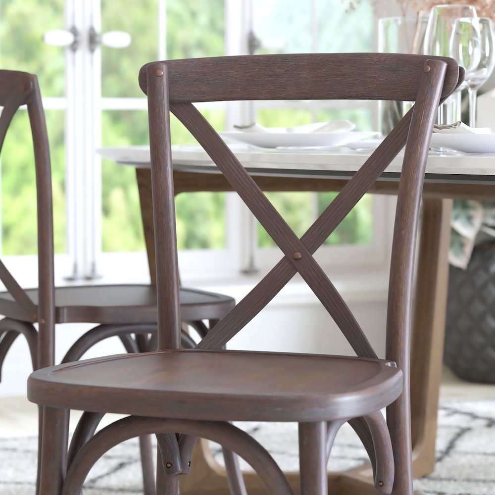 Gray Wash Dark Driftwood X-Back Chair. Picture 6