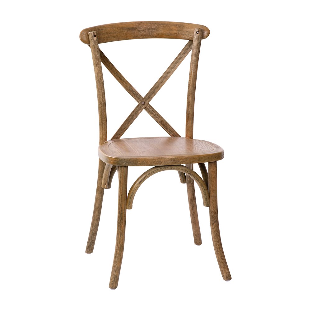 Hand Scraped Dark Natural X-Back Chair. Picture 1