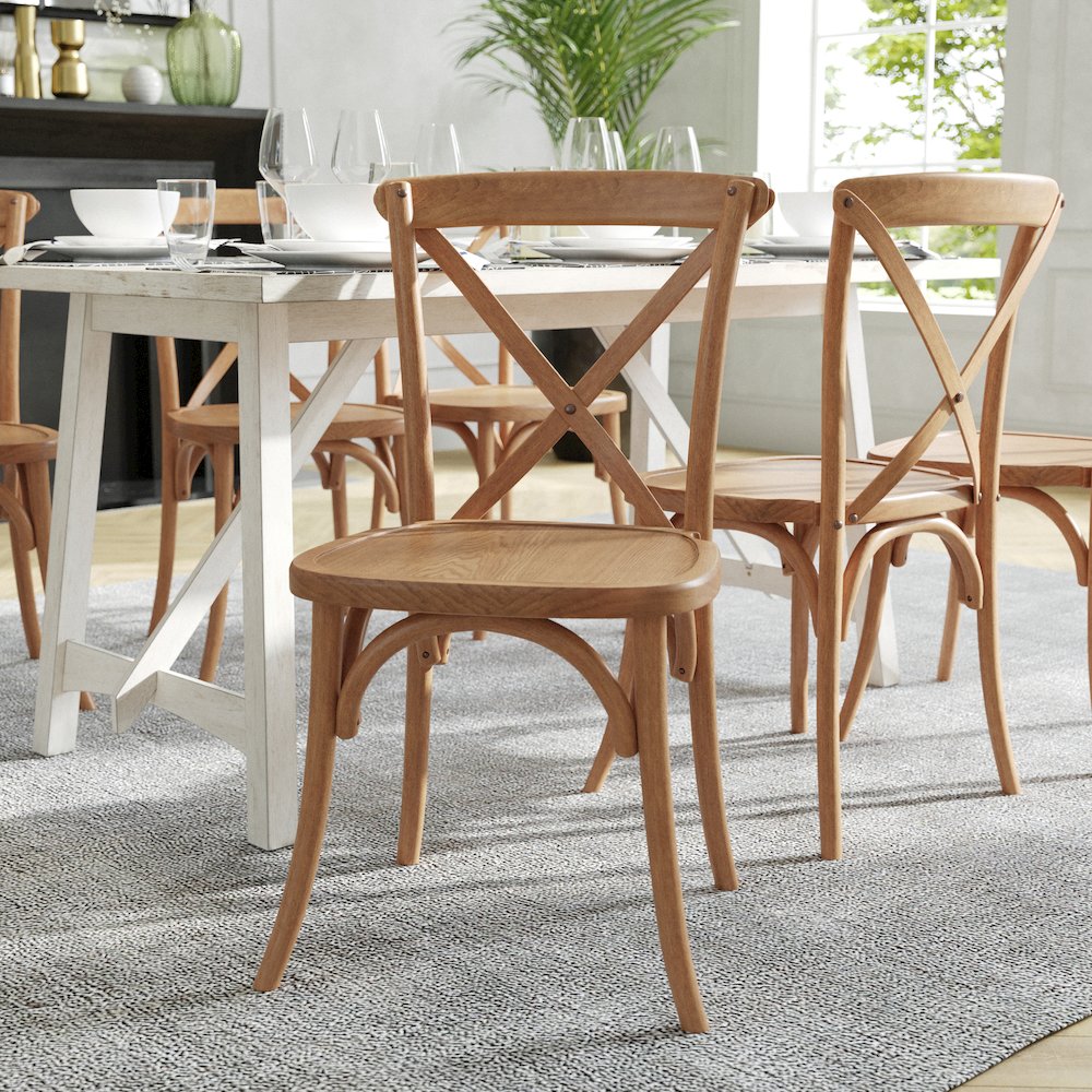 Light Brown X-Back Chair. Picture 2