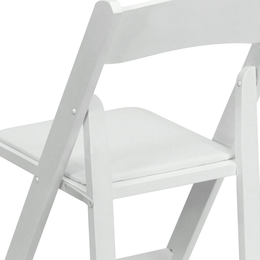 2 Pack White Wood Folding Chair with Vinyl Padded Seat. Picture 13