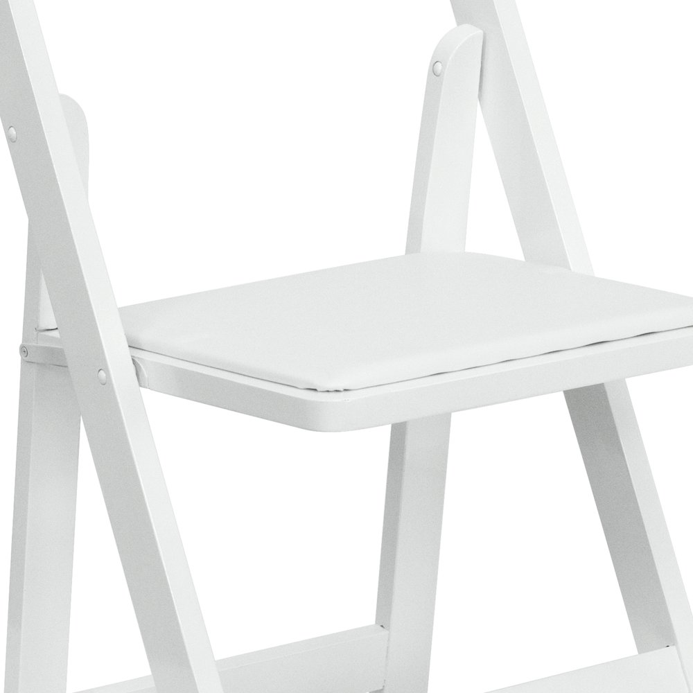 2 Pack White Wood Folding Chair with Vinyl Padded Seat. Picture 16