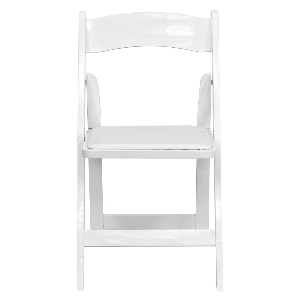 2 Pack White Wood Folding Chair with Vinyl Padded Seat. Picture 15
