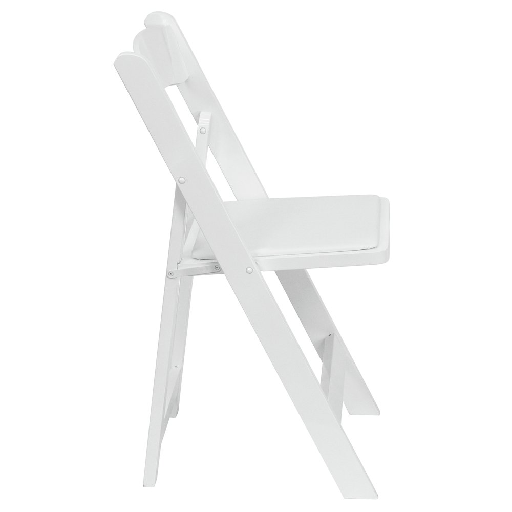 2 Pack White Wood Folding Chair with Vinyl Padded Seat. Picture 14