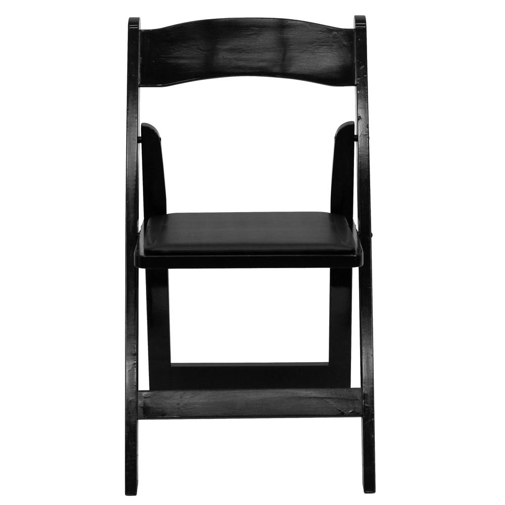 Black Wood Folding Chair with Vinyl Padded Seat. Picture 15