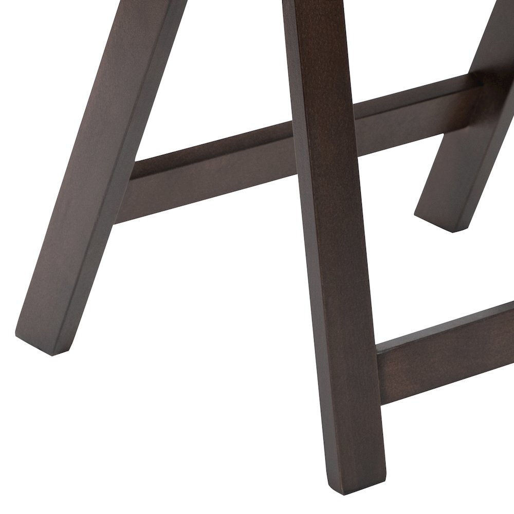 Chocolate Wood Folding Chair with Vinyl Padded Seat. Picture 12