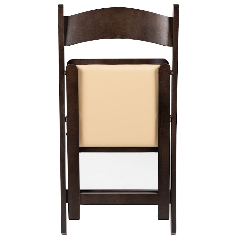 Chocolate Wood Folding Chair with Vinyl Padded Seat. Picture 13