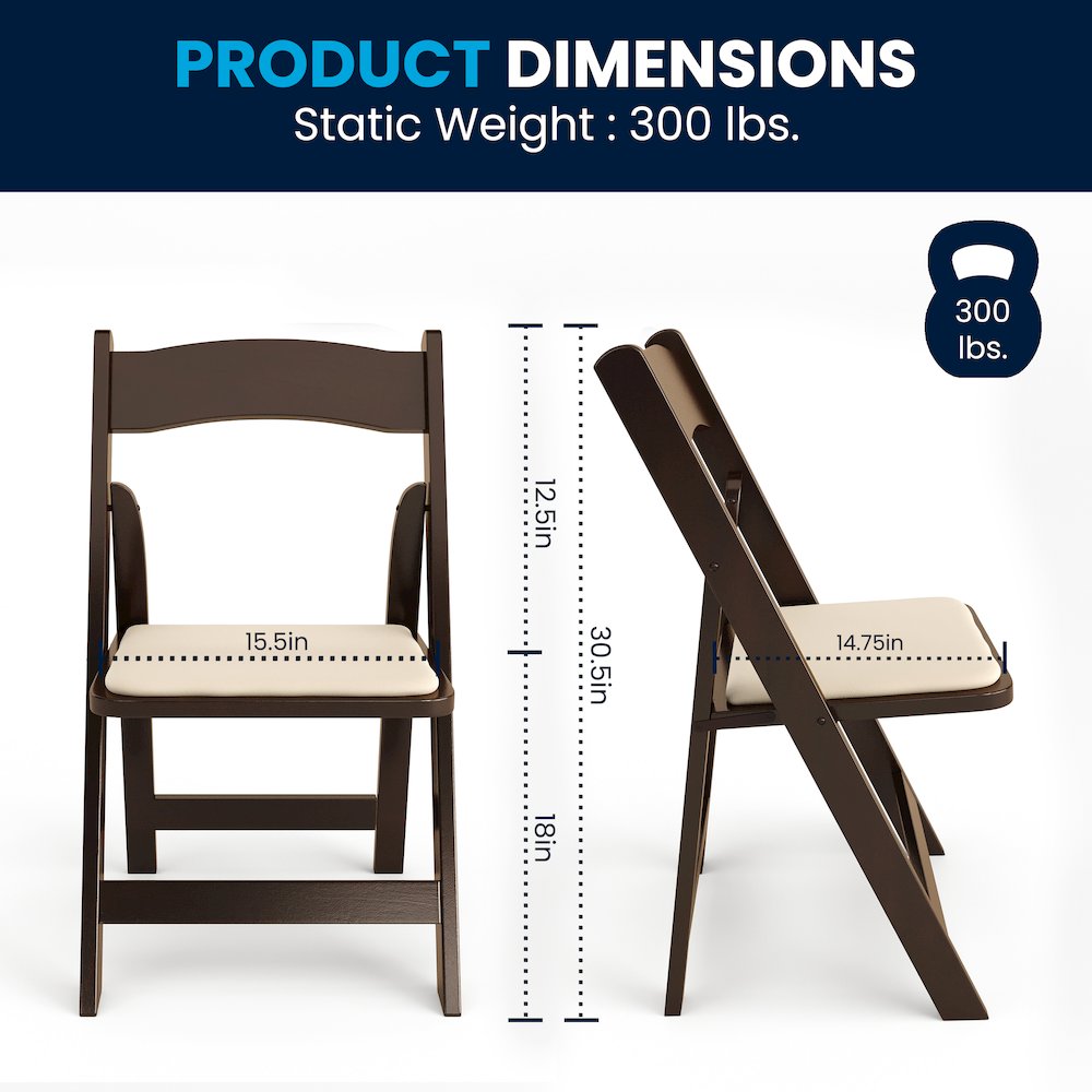 2 Pack Fruitwood Wood Folding Chair with Vinyl Padded Seat. Picture 8