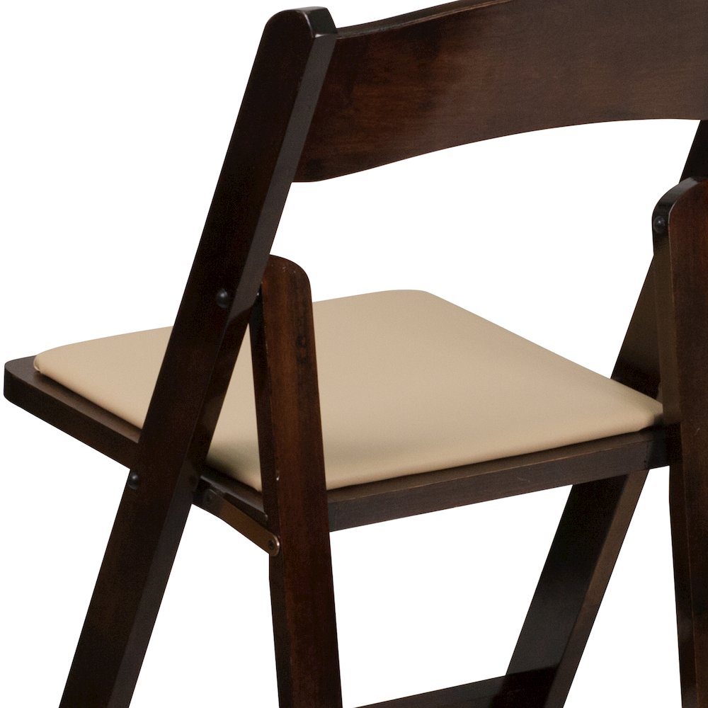 2 Pack Fruitwood Wood Folding Chair with Vinyl Padded Seat. Picture 13
