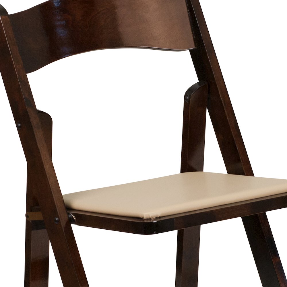 2 Pack Fruitwood Wood Folding Chair with Vinyl Padded Seat. Picture 16