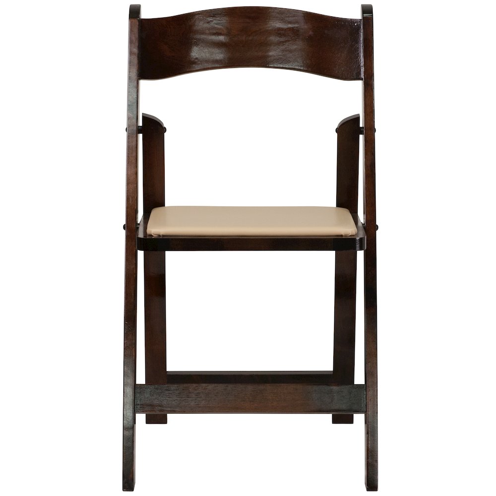 2 Pack Fruitwood Wood Folding Chair with Vinyl Padded Seat. Picture 15