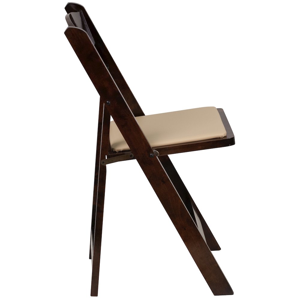 2 Pack Fruitwood Wood Folding Chair with Vinyl Padded Seat. Picture 14