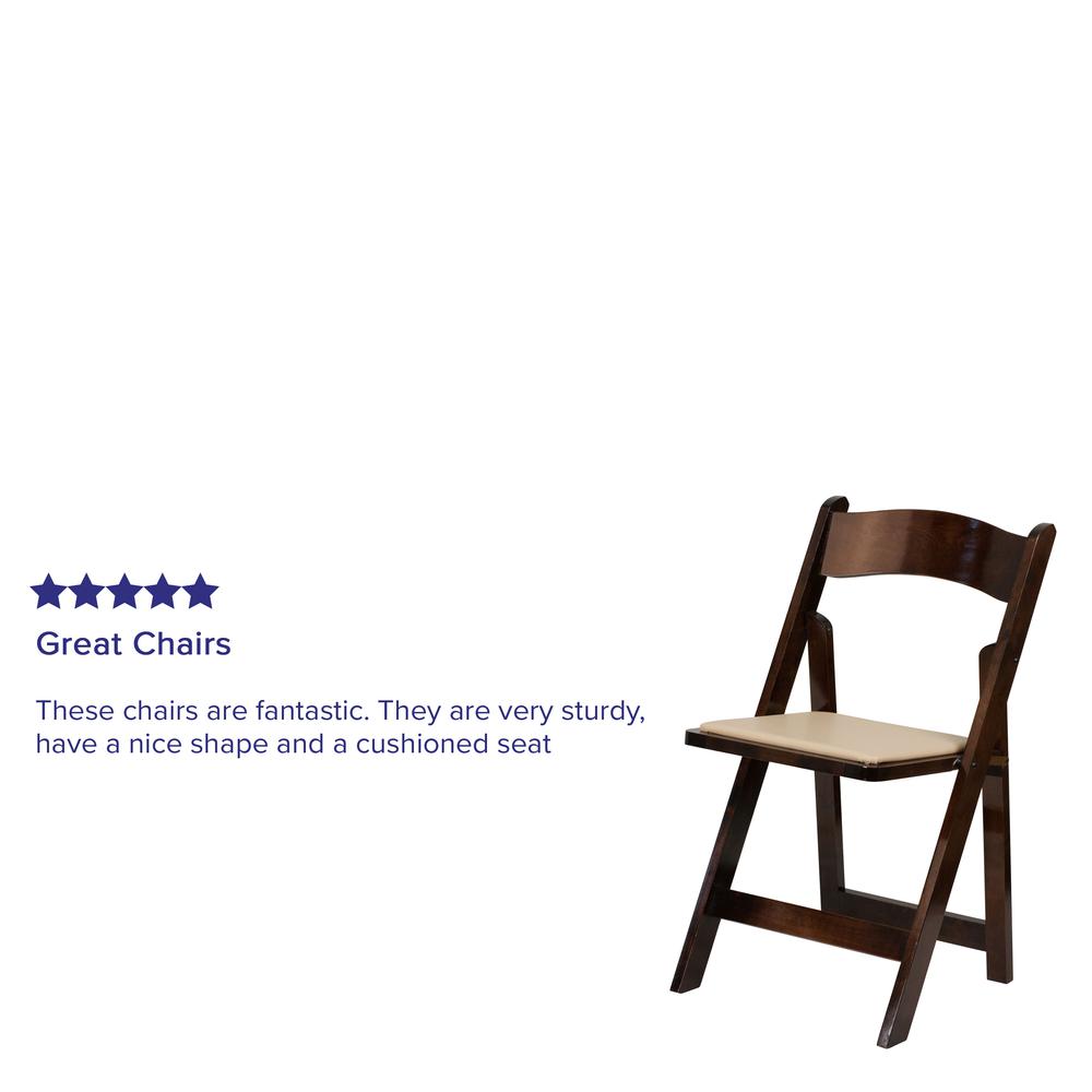 Fruitwood Wood Folding Chair with Vinyl Padded Seat. Picture 20