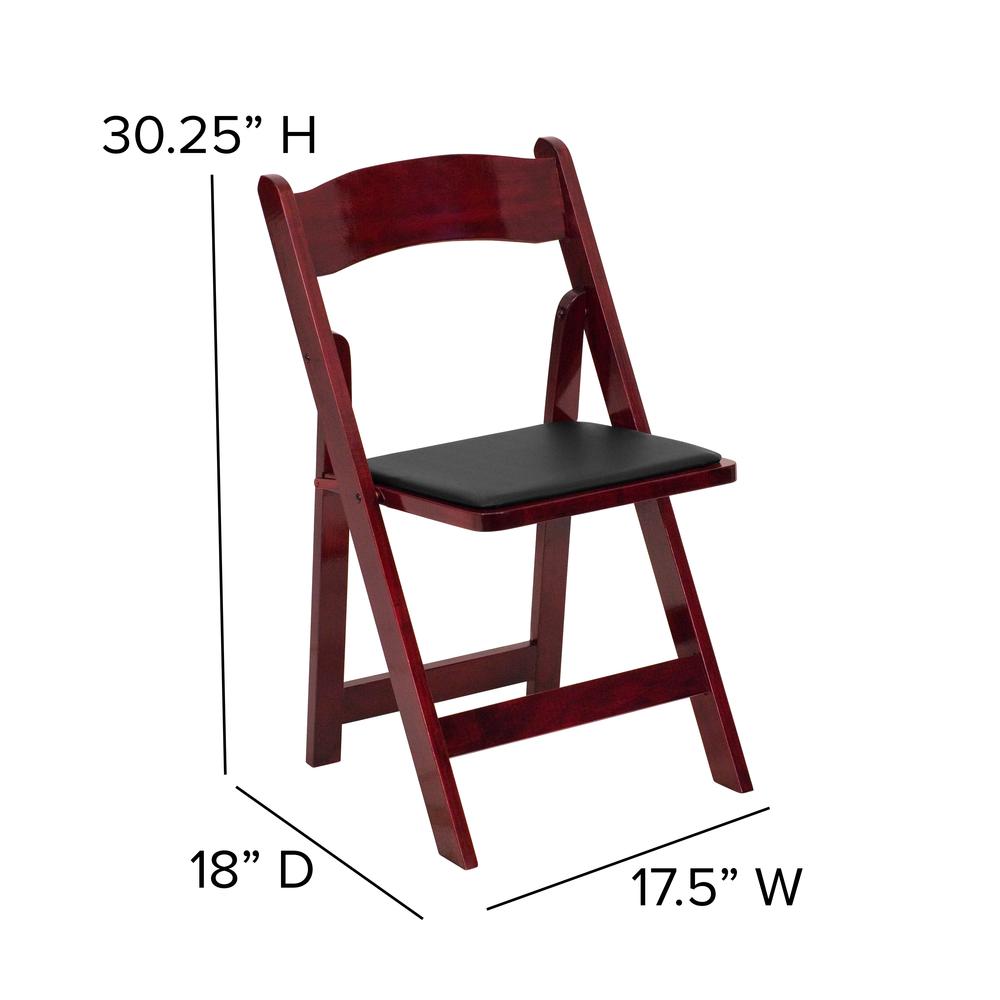 Mahogany Wood Folding Chair with Vinyl Padded Seat. Picture 11