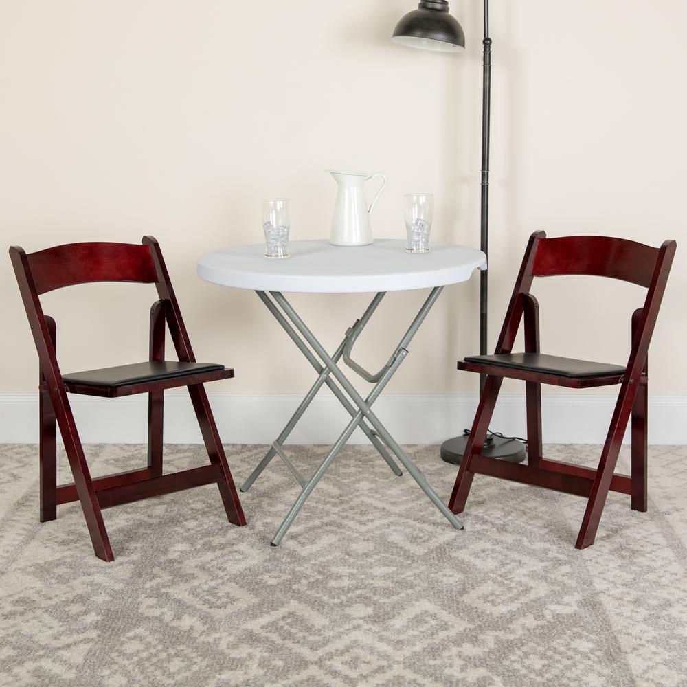 Mahogany Wood Folding Chair with Vinyl Padded Seat. Picture 18