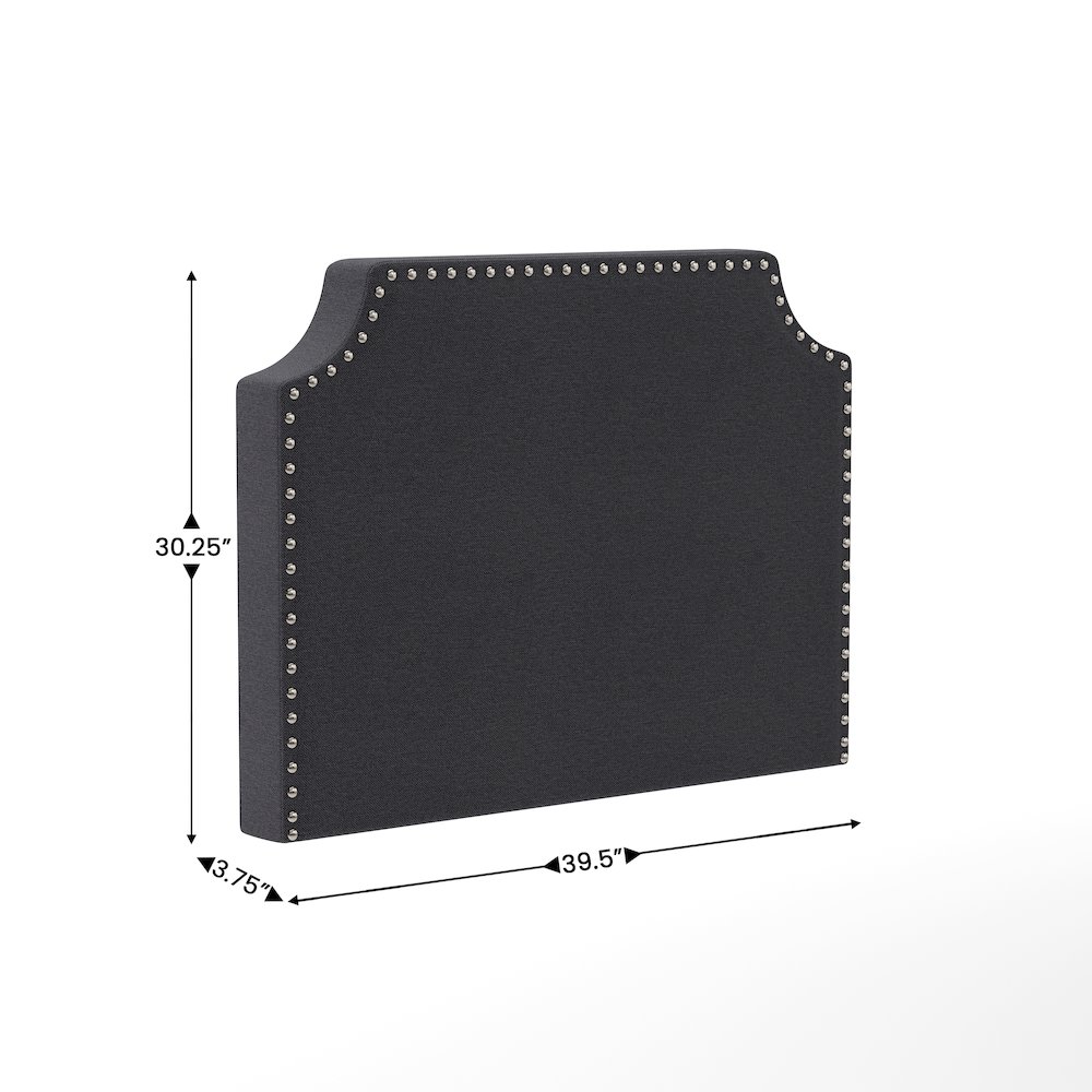 Twin Headboard with Two Power Outlets, USB Port, and USB Type-C Port, Gray Linen. Picture 5
