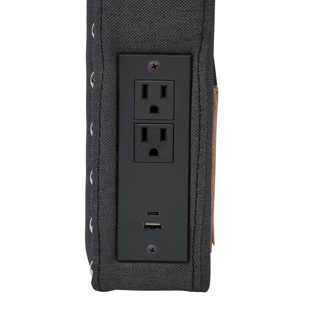 Twin Headboard with Two Power Outlets, USB Port, and USB Type-C Port, Gray Linen. Picture 8