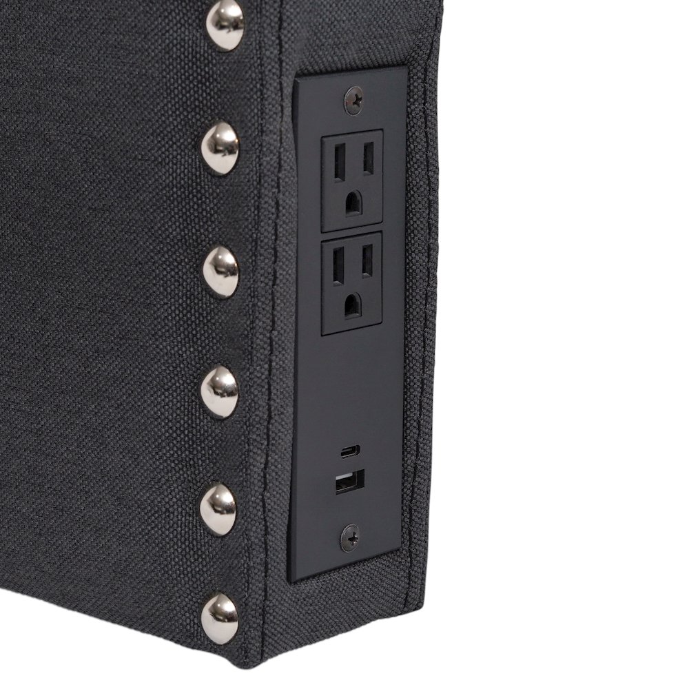 Twin Headboard with Two Power Outlets, USB Port, and USB Type-C Port, Gray Linen. Picture 12
