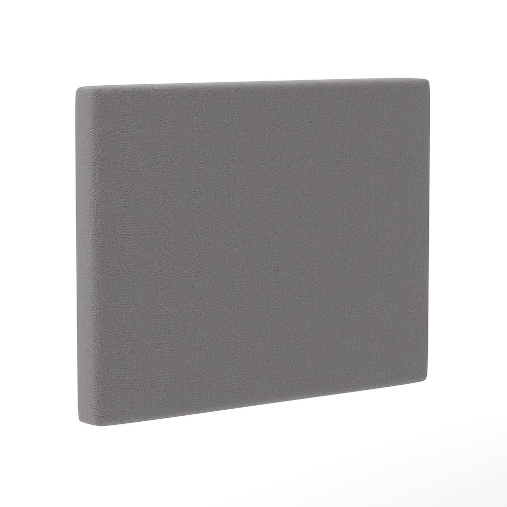 Upholstered Twin Headboard with Two Power Outlets, USB Port, Gray. Picture 1