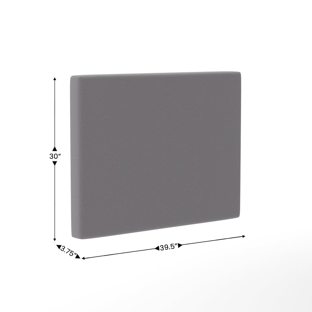 Upholstered Twin Headboard with Two Power Outlets, USB Port, Gray. Picture 5