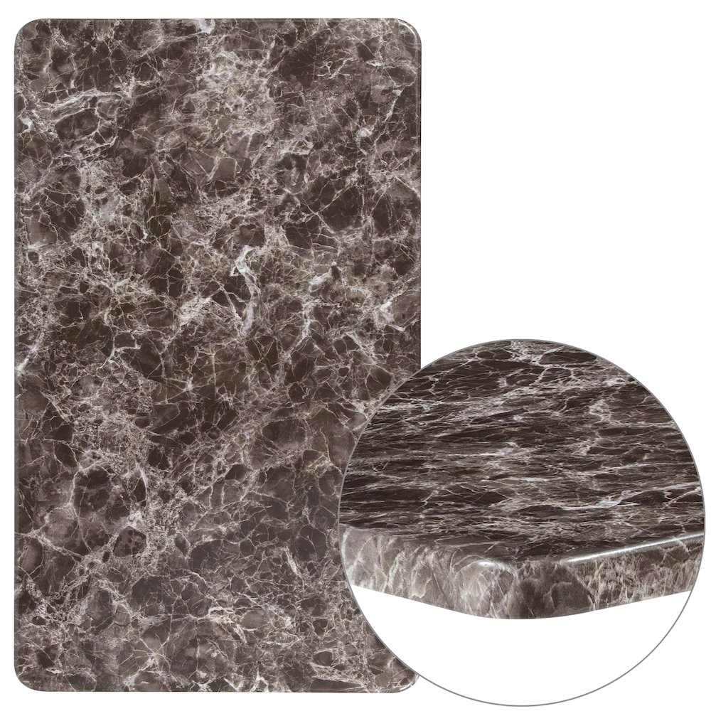 24" x 42" Rectangular Gray Marble Laminate Table Top. Picture 4