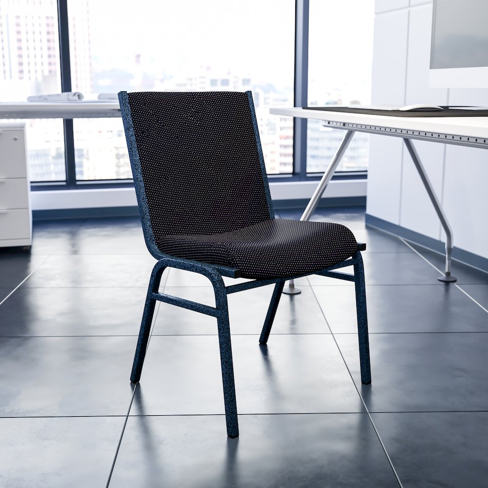 Heavy Duty Black Dot Fabric Stack Chair. Picture 2