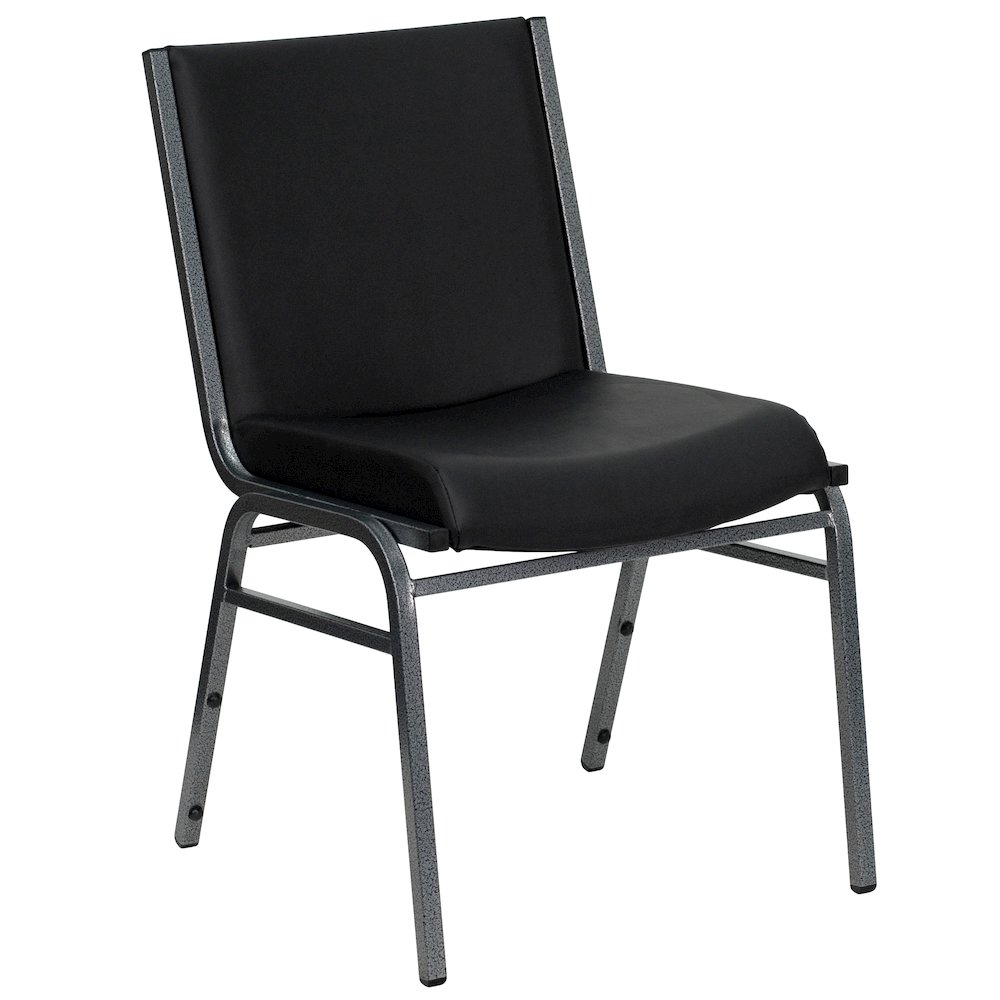 Heavy Duty Black Vinyl Stack Chair. Picture 1