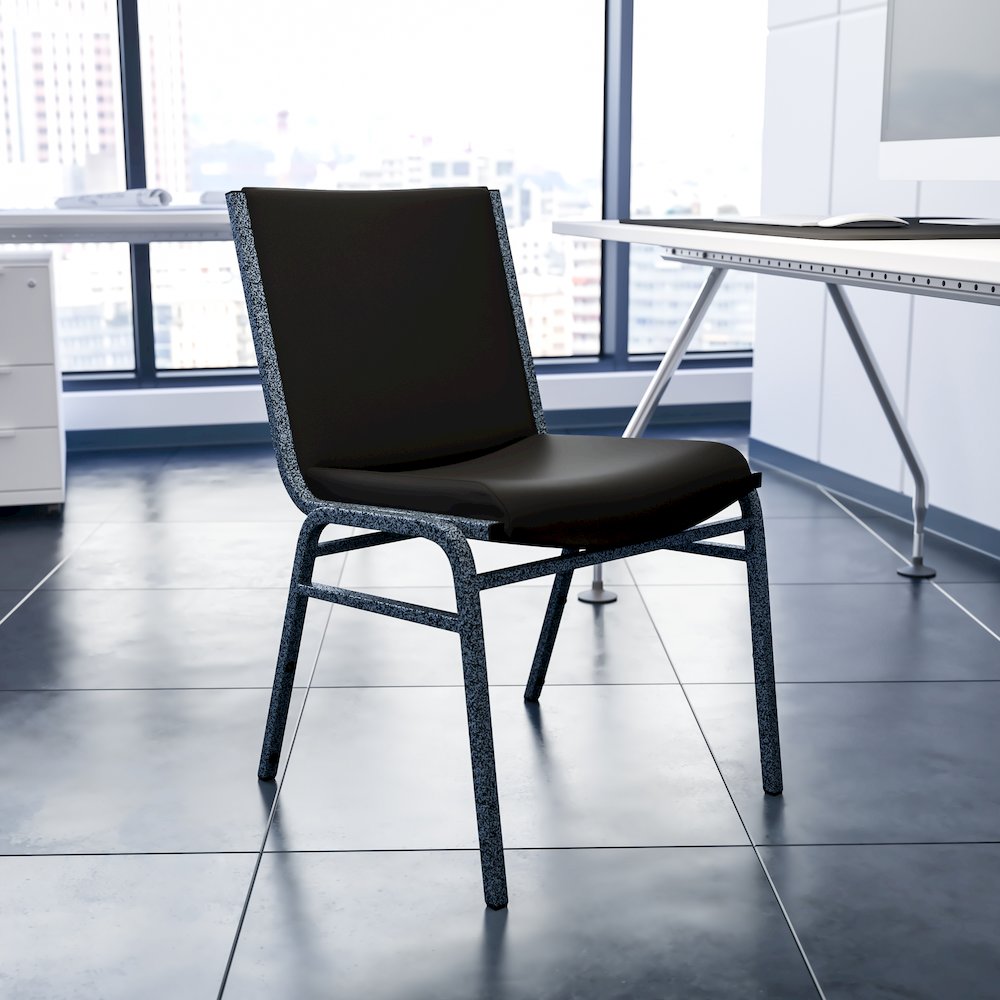 Heavy Duty Black Vinyl Stack Chair. Picture 2