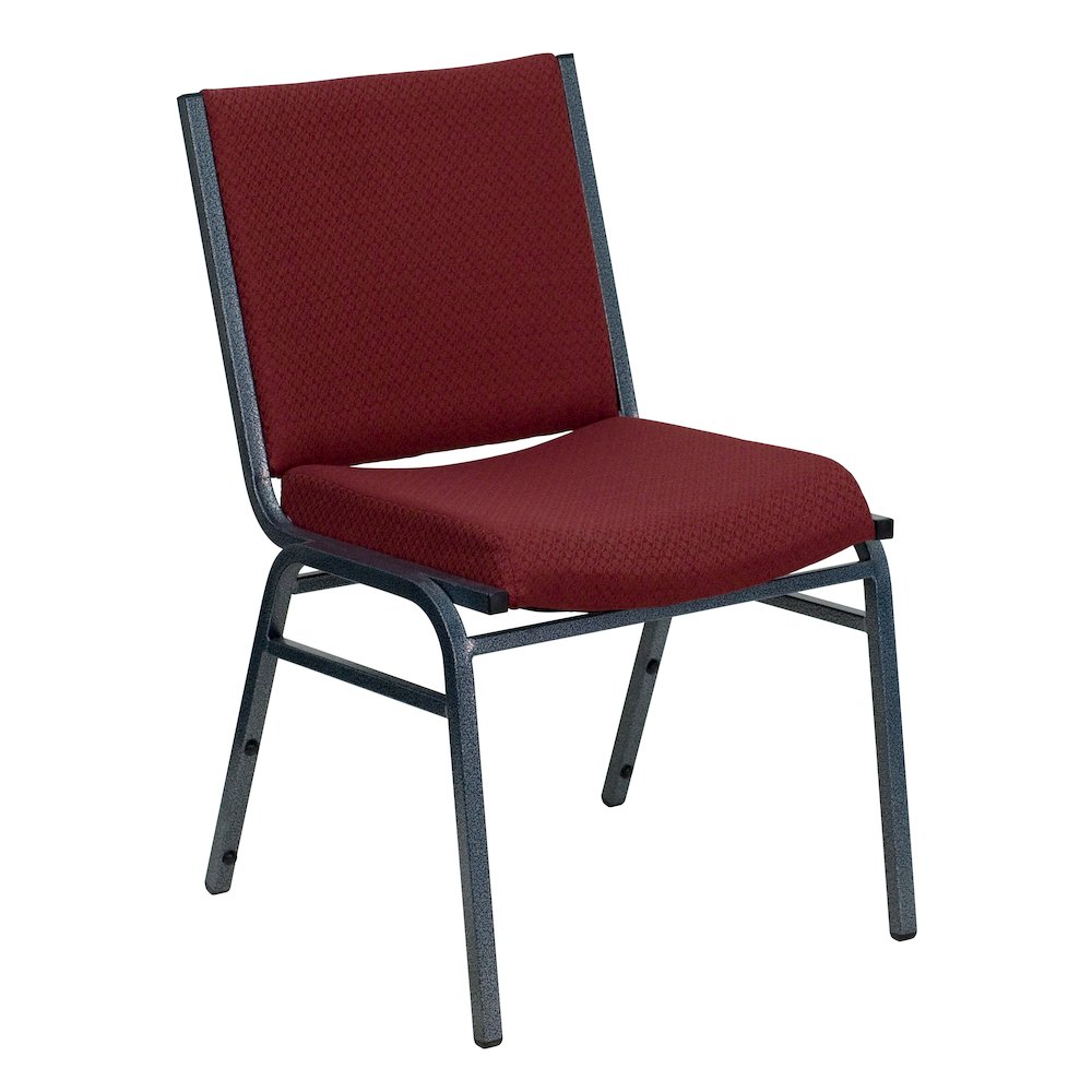 Heavy Duty Burgundy Patterned Fabric Stack Chair. Picture 1