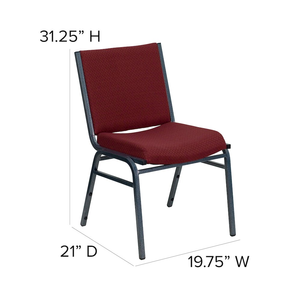 Heavy Duty Burgundy Patterned Fabric Stack Chair. Picture 5