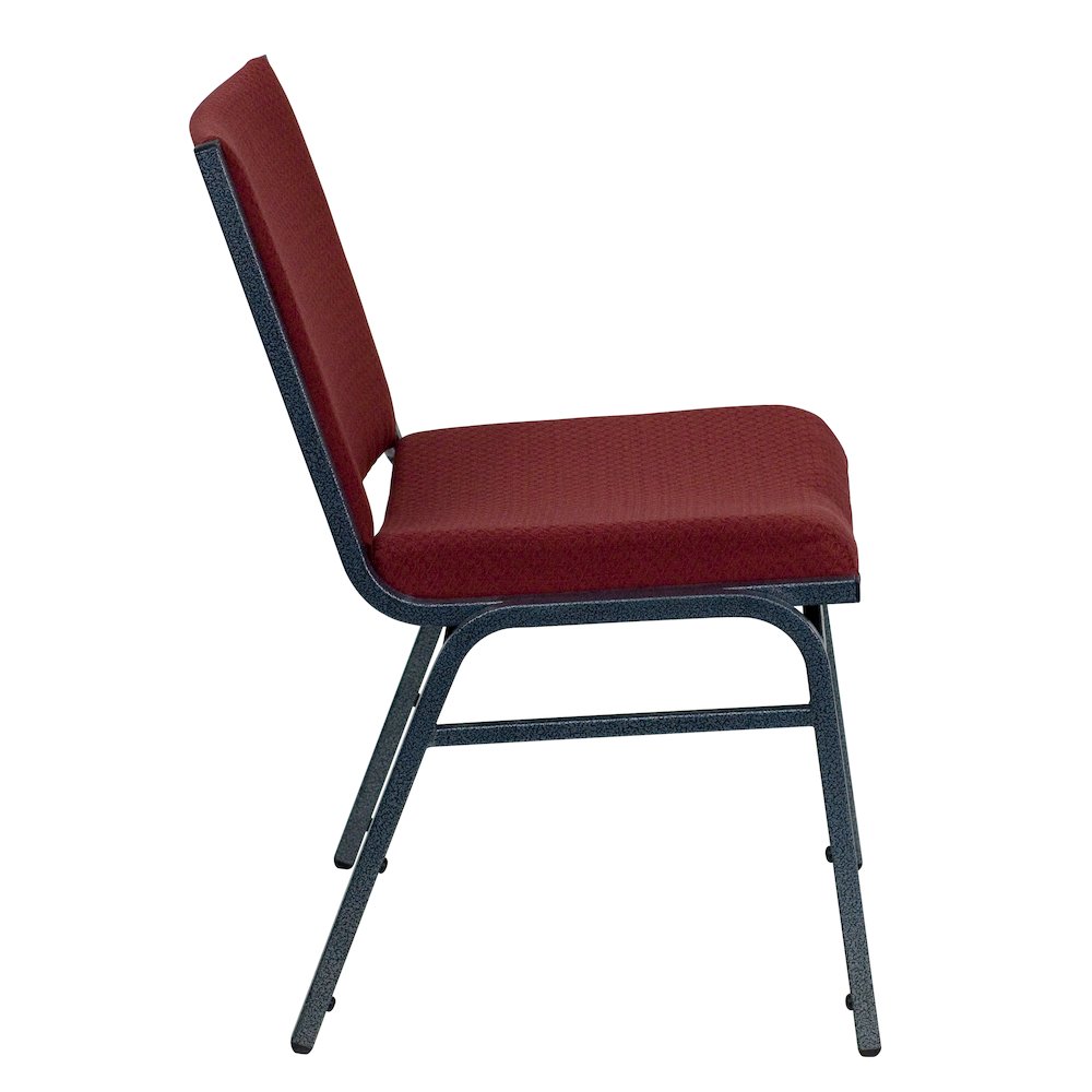 Heavy Duty Burgundy Patterned Fabric Stack Chair. Picture 2