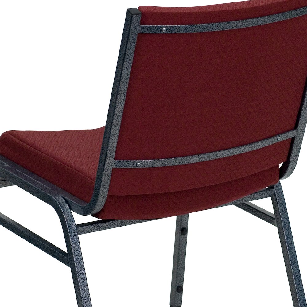 Heavy Duty Burgundy Patterned Fabric Stack Chair. Picture 11