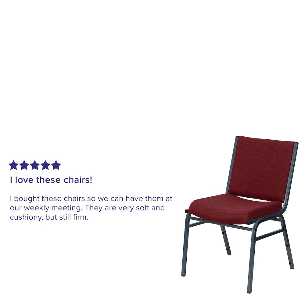 Heavy Duty Burgundy Patterned Fabric Stack Chair. Picture 6