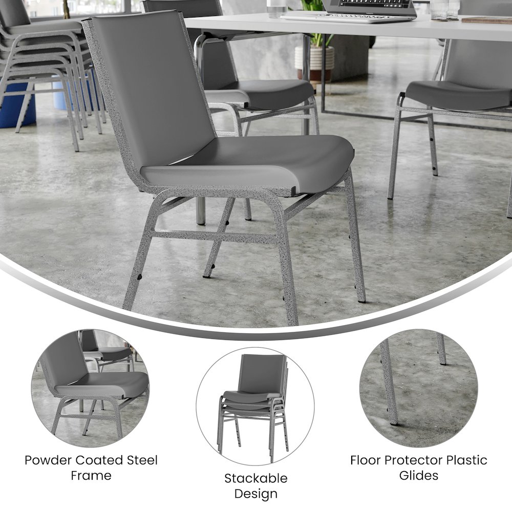HERCULES Heavy Duty Gray Vinyl Stack Chair. Picture 2