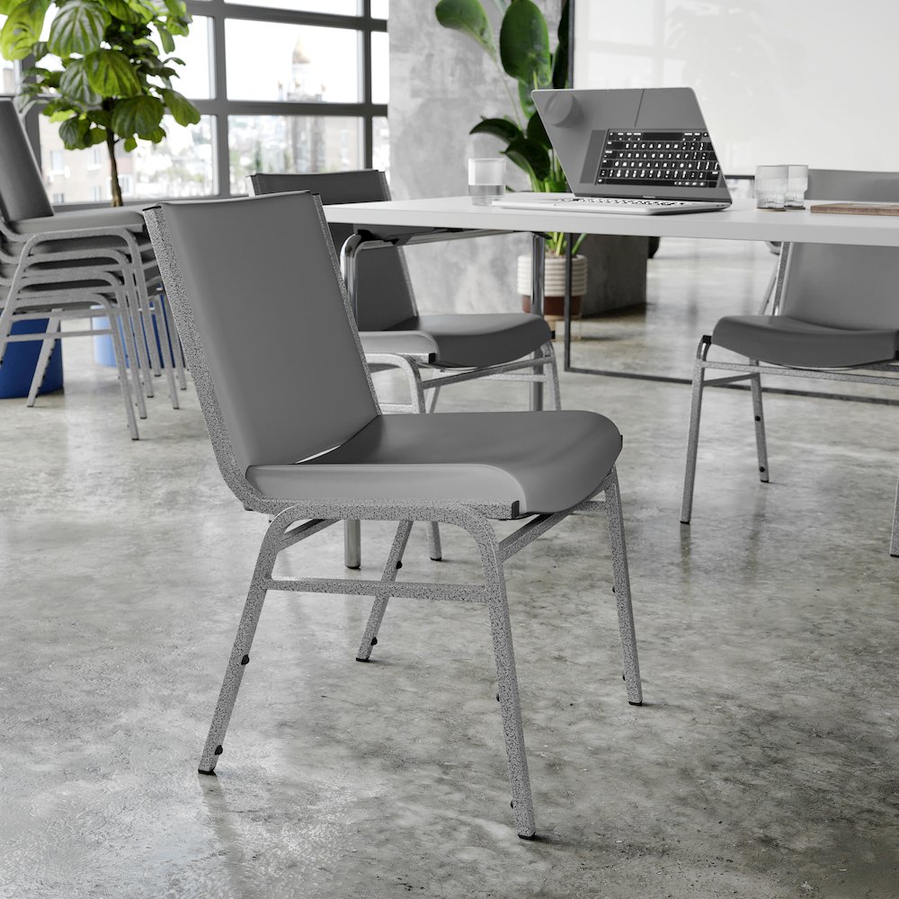 HERCULES Heavy Duty Gray Vinyl Stack Chair. Picture 5