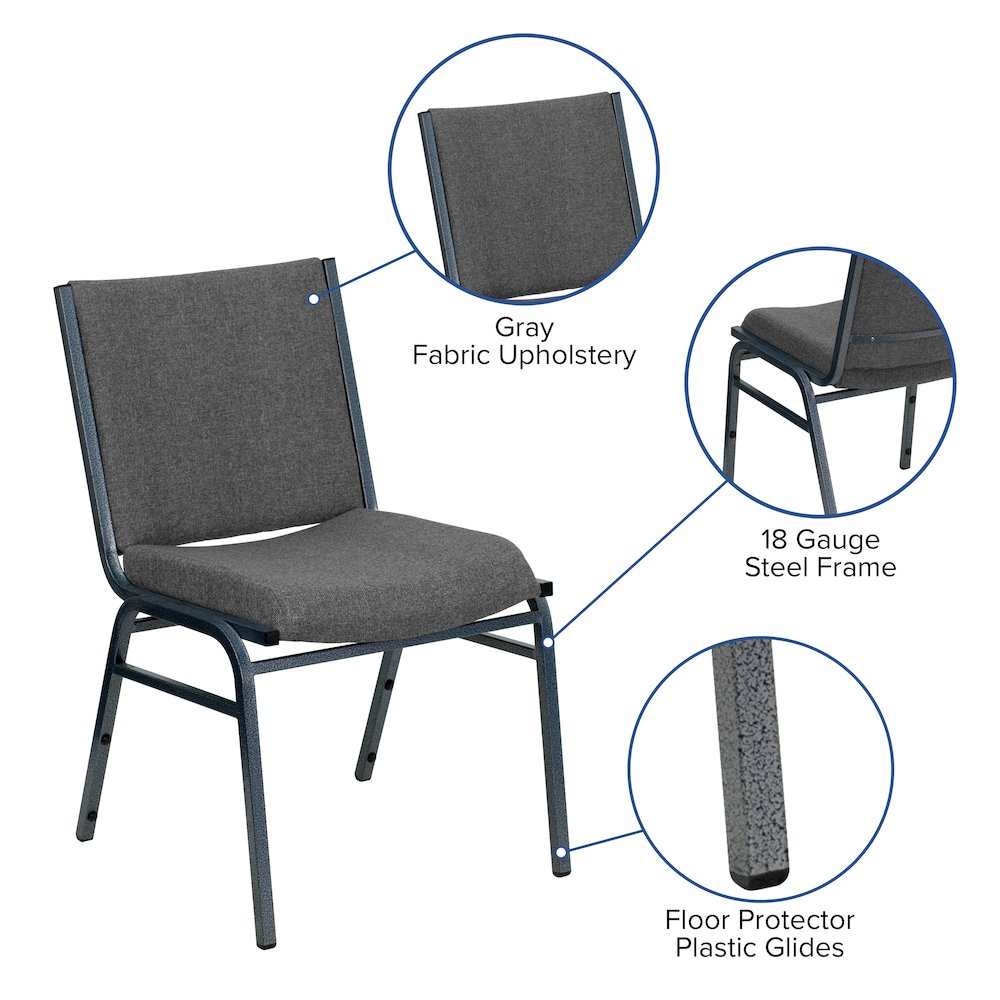 Heavy Duty Gray Fabric Stack Chair. Picture 7