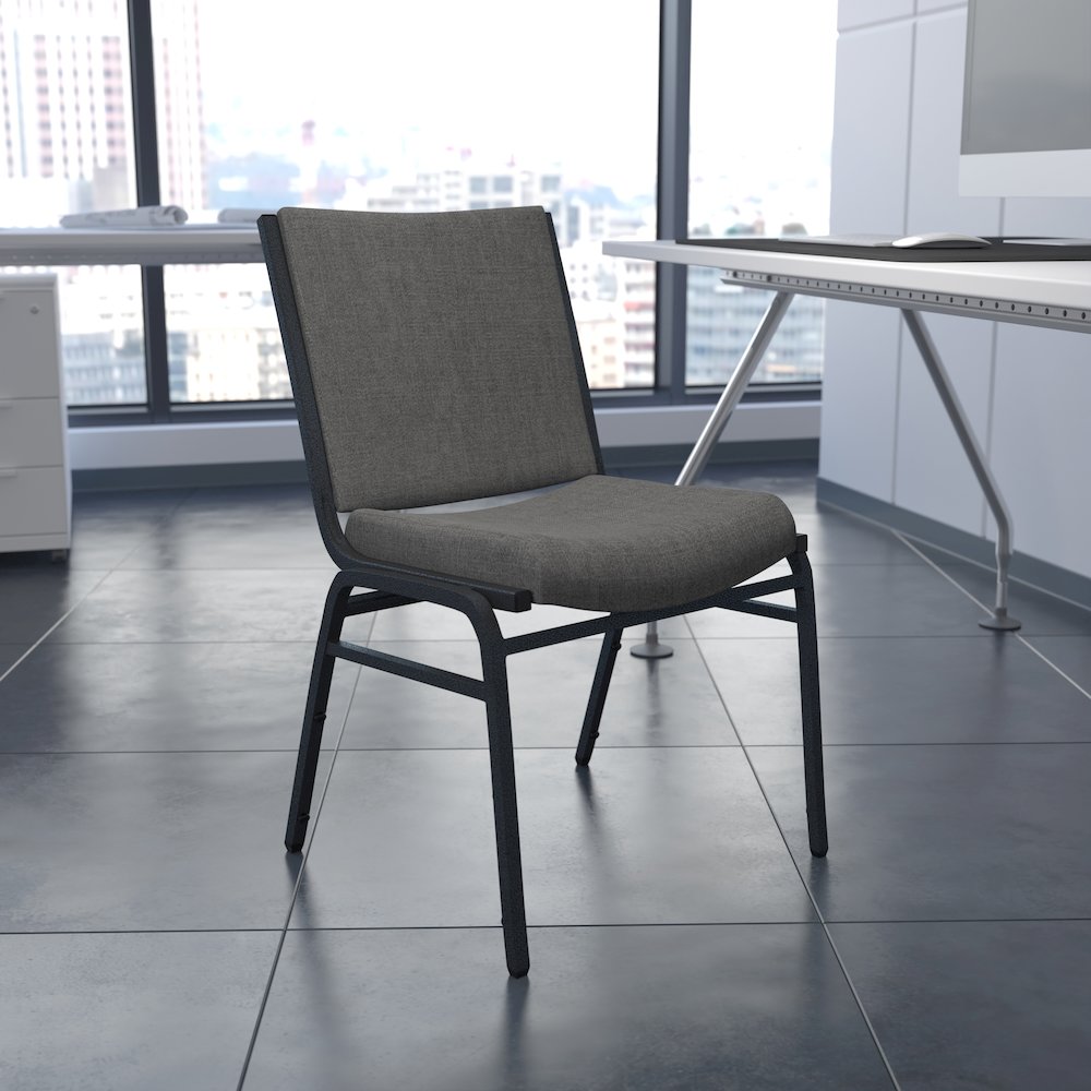 Heavy Duty Gray Fabric Stack Chair. Picture 2
