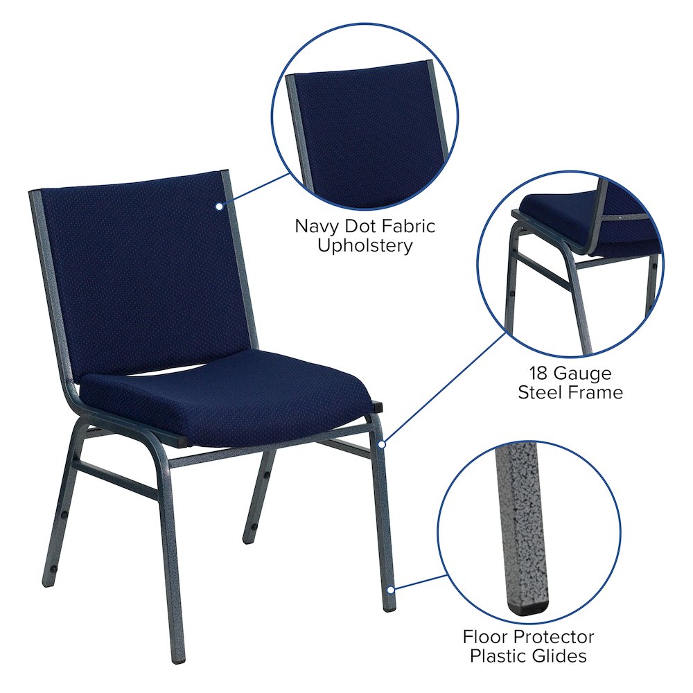 Heavy Duty Navy Blue Dot Fabric Stack Chair. Picture 7
