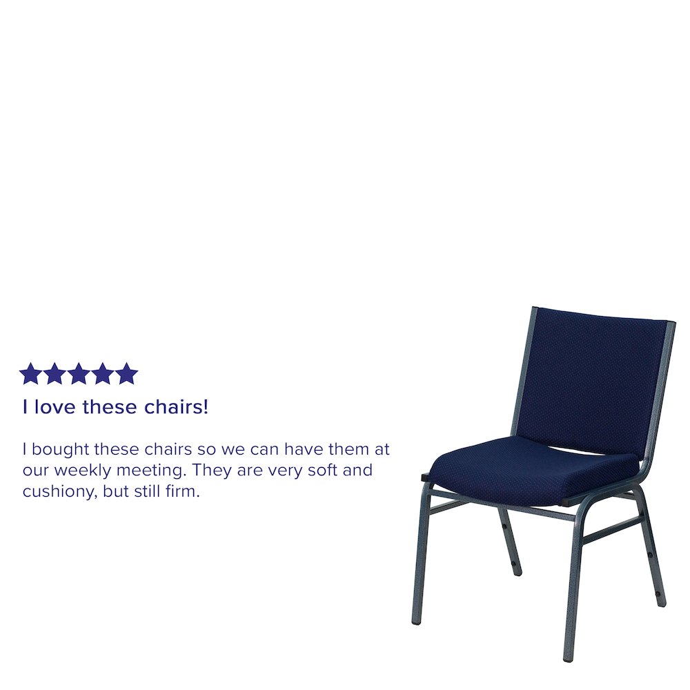 Heavy Duty Navy Blue Dot Fabric Stack Chair. Picture 4