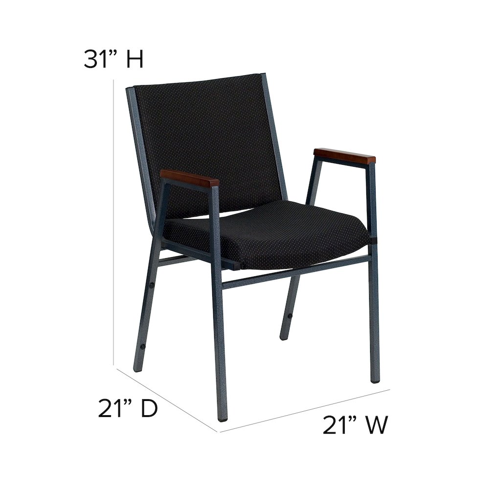 Heavy Duty Black Dot Fabric Stack Chair with Arms. Picture 5