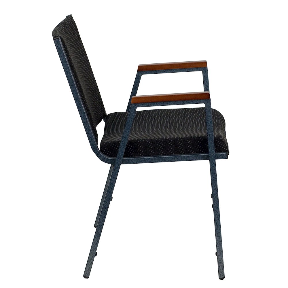 Heavy Duty Black Dot Fabric Stack Chair with Arms. Picture 8