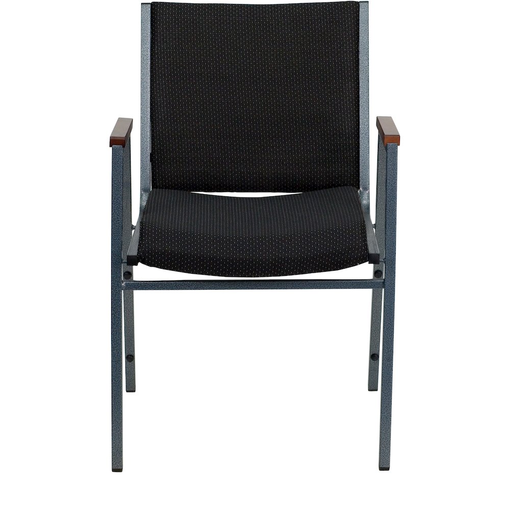 Heavy Duty Black Dot Fabric Stack Chair with Arms. Picture 9