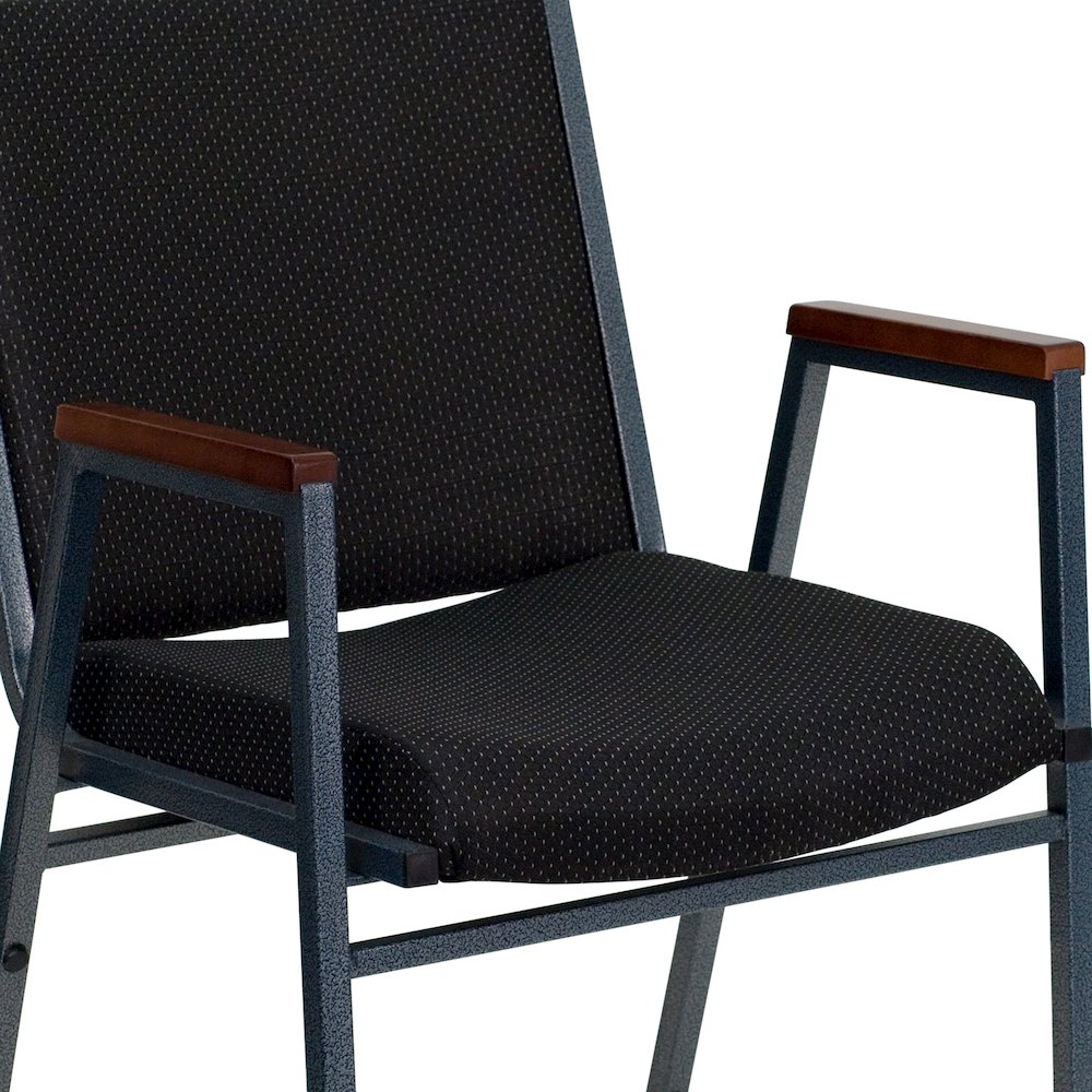Heavy Duty Black Dot Fabric Stack Chair with Arms. Picture 11