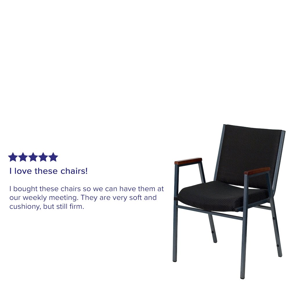 Heavy Duty Black Dot Fabric Stack Chair with Arms. Picture 4