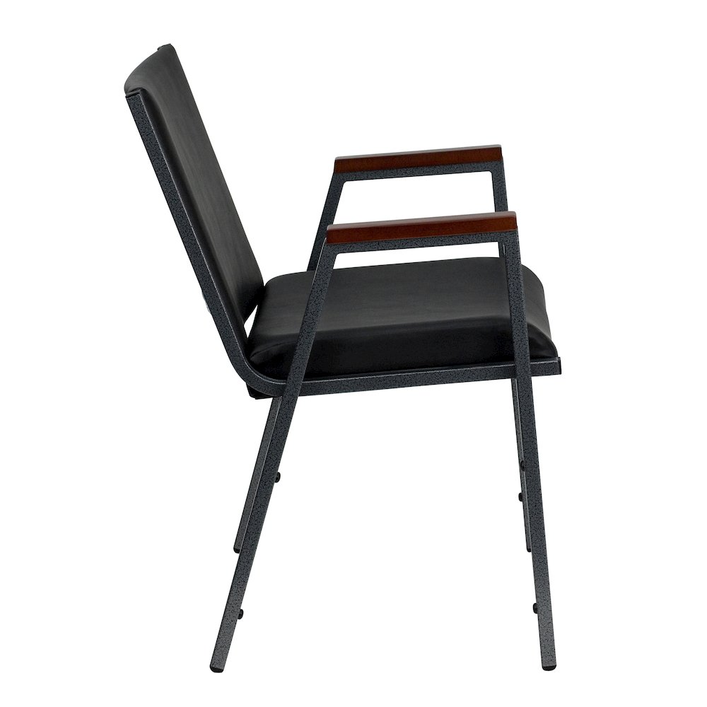 Heavy Duty Black Vinyl Stack Chair with Arms. Picture 2
